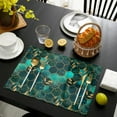 thumbnail image 5 of 2024 Placemat Marble Hycomb Texture Aqua Green Dining Table Tableware Mats Kitchen Dish Mat Pad 4/6pcs Table Mat Home ration, 5 of 7