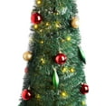 thumbnail image 3 of LampLust Pre-Decorated Pop Up Christmas Tree, Green with Ornaments - 6 ft Tall Slim Collapsible Pop-up Christmas Tree Decorated and Pre-lit with 150 LED Lights with Included Timer, 3 of 5