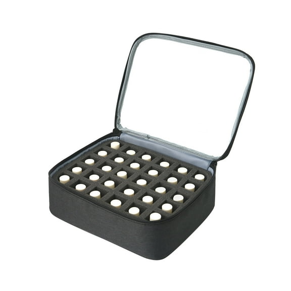 Portable Nail Polish Organizer Case that Holds 30 Bottles - Manicure Travel Storage in Gray for Polish Lovers - Black