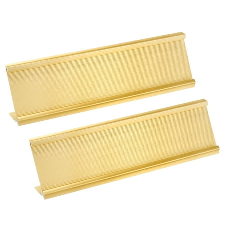 2x7.8inch Aluminum Name Plate Holder, 2 Pcs L Type for Desk Sign Holder Gold Tone