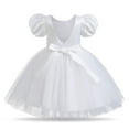 thumbnail image 5 of Mercatoo Toddler Girl Dress Summer Bubble Sleeve Bow Princess Dress Catwalk Performance Dress Girl's Casual Puffy Dresses, 5 of 6