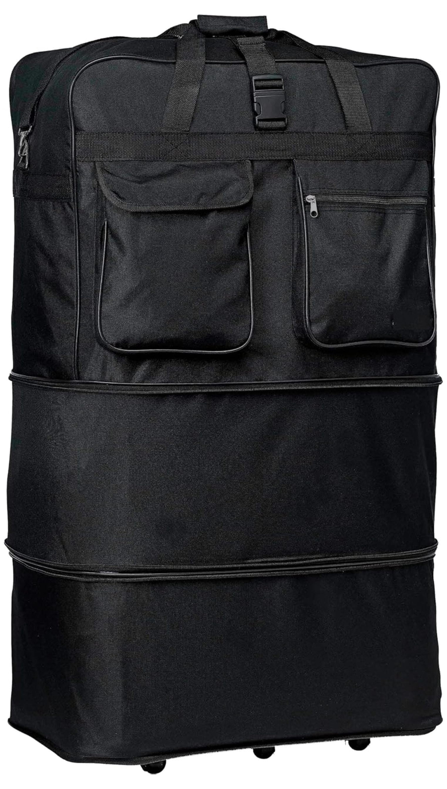 36" Black Rolling Wheeled Expandable Duffle Bag Spinner Suitcase Luggage - 5 Wheels