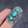 thumbnail image 3 of Natural Tibetan Turquoise Gemstone Handmade 925 Sterling Silver Ring S.6.5, 3 of 4