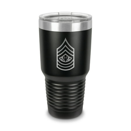 

E-9 Sergeant Major of the Army Rank Tumbler 30 oz - Laser Engraved w/ Clear Lid - Stainless Steel - Vacuum Insulated - Double Walled - Travel Mug - sma or-9 e9 us army - Black