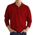 thumbnail image 3 of Top informal para hombre, cuello vuelto, botón frontal, manga larga, transpirable, Top de ajuste informal para hombre para otoño, 3 of 6