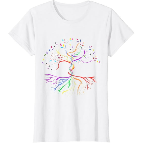 100% pure cotton women's short-sleeved shirtTree Life Rainbow LGBT Cool Gay Pride Flag Ally T-Shirt