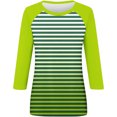 thumbnail image 3 of LYEAA Women's Tops 3/4 Inch Length Sleeves Crew Neck 3/4 Sleeve T-shirt Fashion Gradient Striped Tees Loose Soft Comfortable Blouse Dressy Casual Breathable Trendy Clothing Green M, 3 of 4