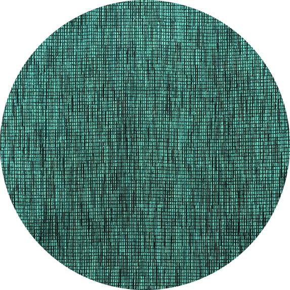 Ahgly Company Machine Washable Indoor Round Abstract Turquoise Blue Modern Area Rugs, 8' Round