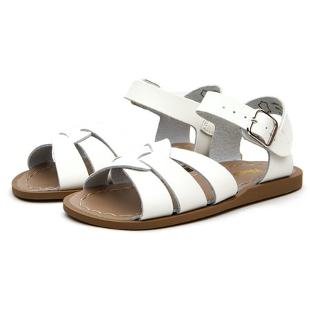 

Weestep Girls Boys Hook and Loop Leather Classic Water Sandal(6 Toddler White Elastic)