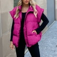 thumbnail image 5 of Women's Puffer Vest Sleeveless Stand Collar Zip Up Solid Cardigan Jacket Outerwear with Pockets Hot Pink L, 5 of 9