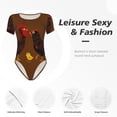thumbnail image 4 of Bingfone Motif Poulet de Ferme Justaucorps à Col Rond pour Femmes, Bouton Pression Manches Courtes Justaucorps, Adapté pour Fête, Sports, Usage Quotidien-TG, 4 of 7