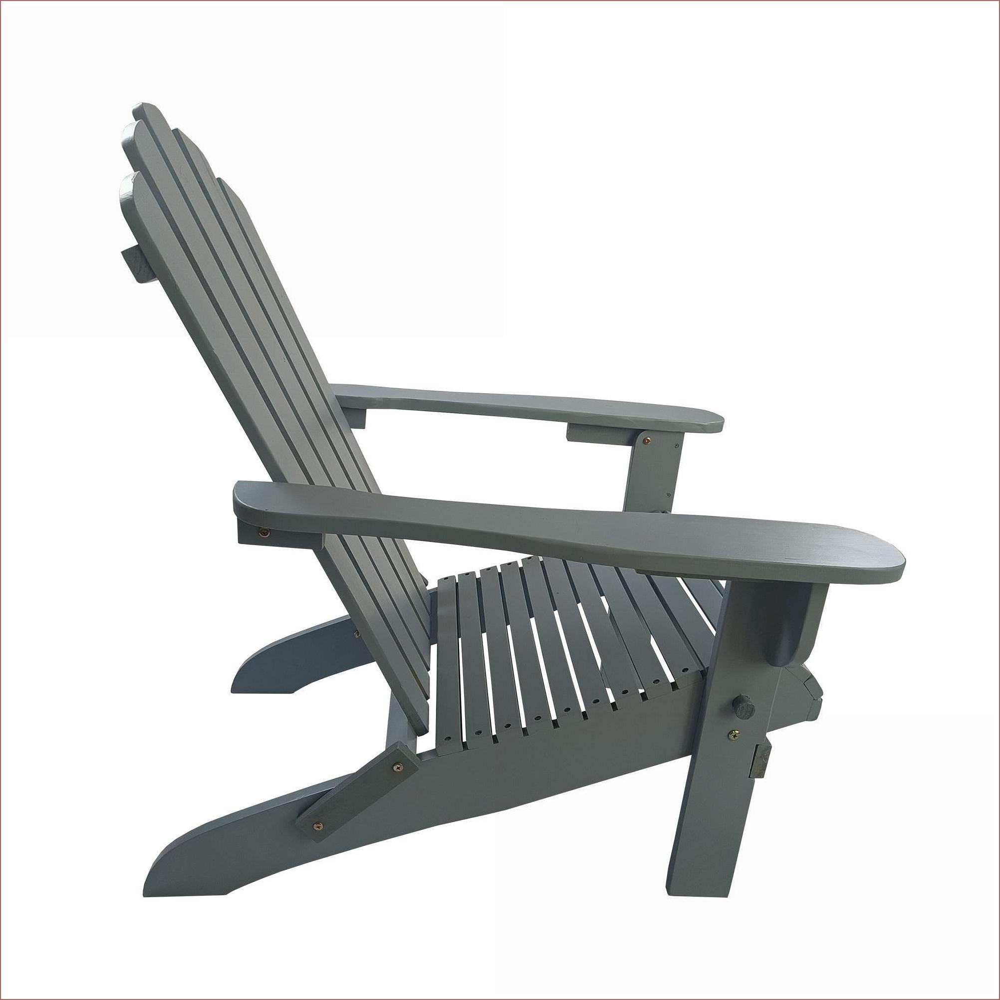 Outdoor Adirondack Chair | Foldable Solid Wood for Indoor Patio Porch Deck Garden Poolside | Solid Wood | Grey
