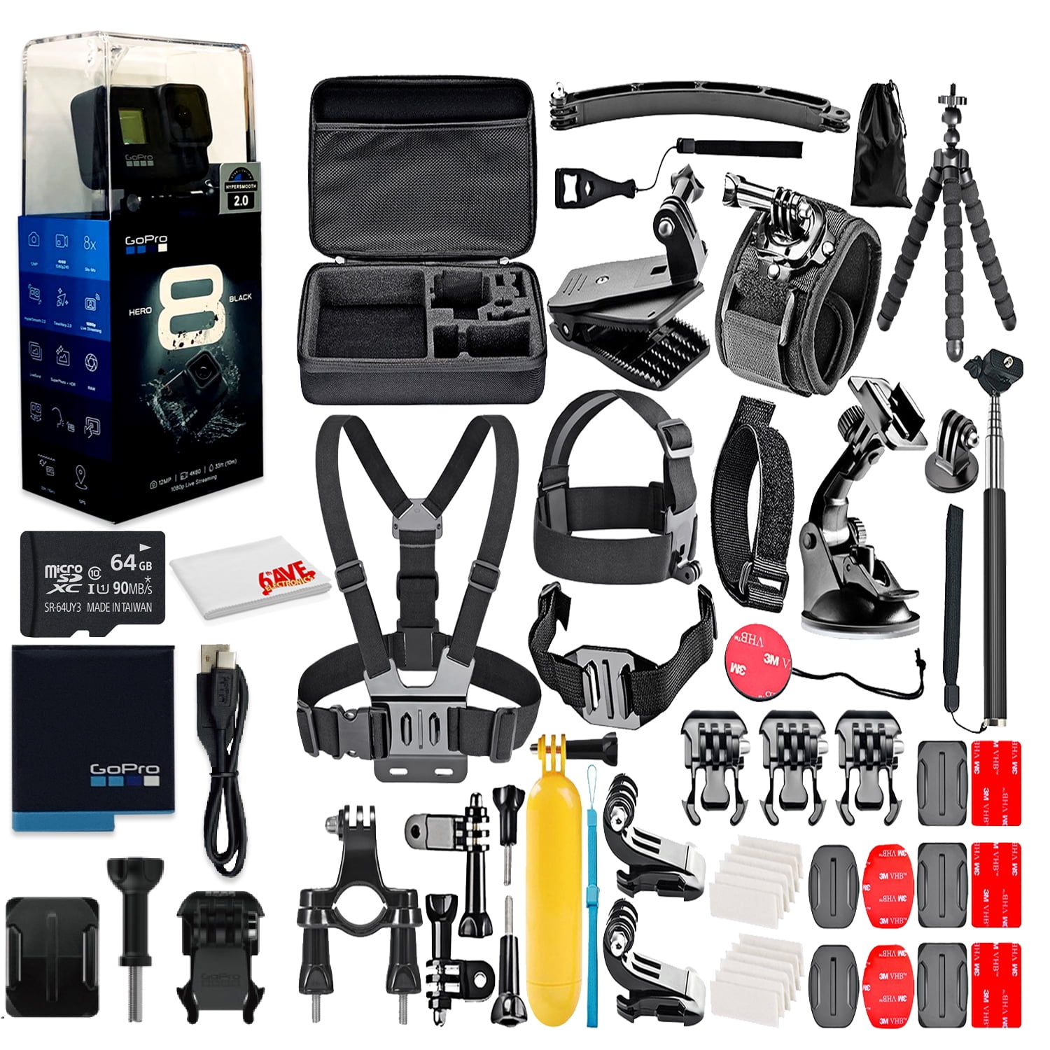 Filter Kit UV-CPL-FLD & More! GoPro Hero5 Black 4K Ultra HD Camera 64GB Kit 