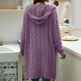 thumbnail image 2 of Winter clothing for women Plus Size Hooded Cardigan Sweater Open Front Knit Coat With And Pockets, 2 of 5