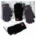 thumbnail image 6 of Men Winter Cycling Warm Knitted Mittens Touch Screen Gloves Fluffy All Finger Gloves BLACK, 6 of 8