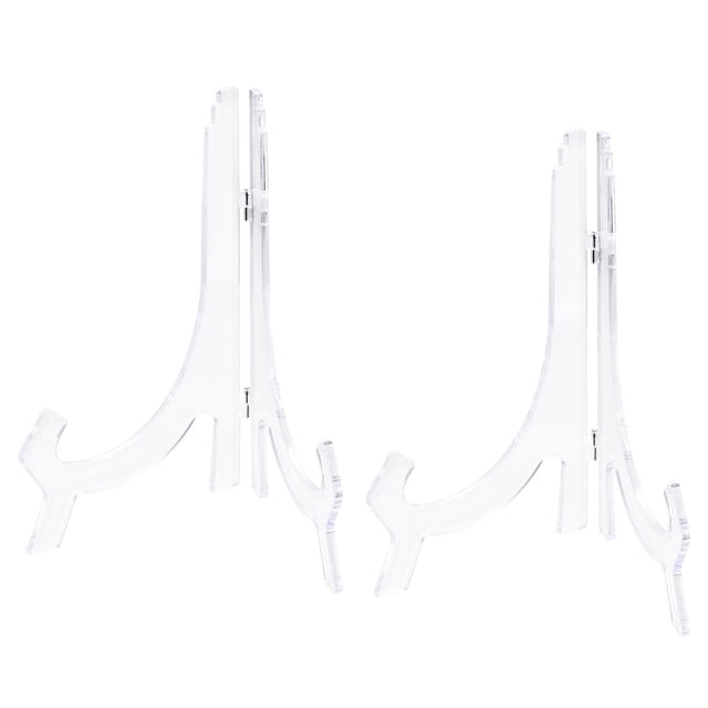 Soporte de caballete de acrílico de 9.8" Uxcell, soporte de exhibición plegable claro para marco de fotos 2 paquetes