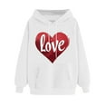 thumbnail image 2 of PNTUTB Women's Long Sleeve Fashion Heart Print Drawstring Hoodies Casual Pullover Sweatshirts with Pocket, 2 of 6