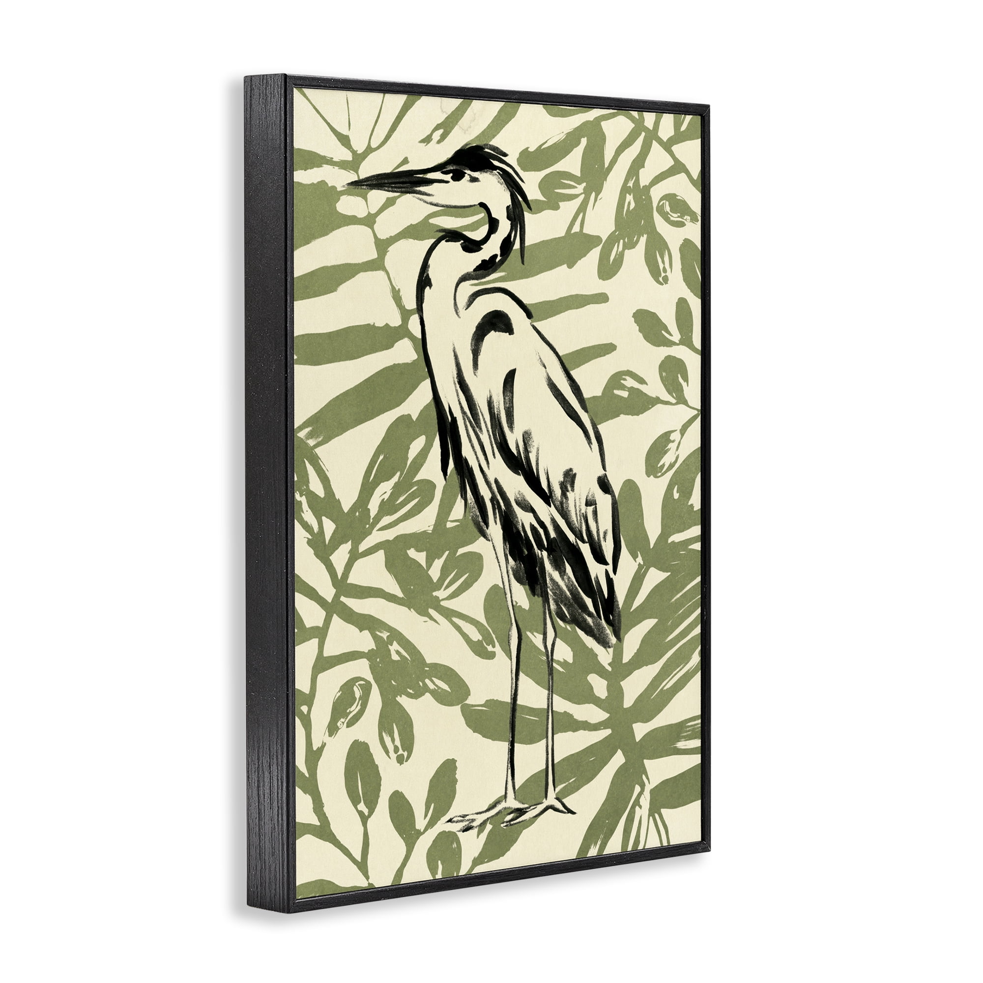 Stupell Industries Brushed Heron Portrait Animals & Insects Painting Black Framed Art Print Wall Art, 12 x 18