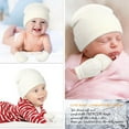 thumbnail image 6 of Newborn Baby Beanie Hat Gloves Set, Toddler Kids Solid Soft Winter Warm Knit Hat with Gloves for Unisex Boys Girls (Navy,3-24 Months), 6 of 7