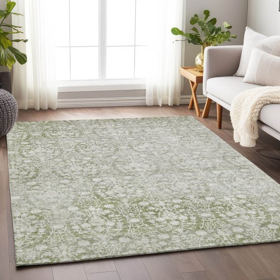 Addison Rugs Machine Washable Indoor/ Outdoor Damask Ombre Chantille Rug 10' x 14' - Aloe