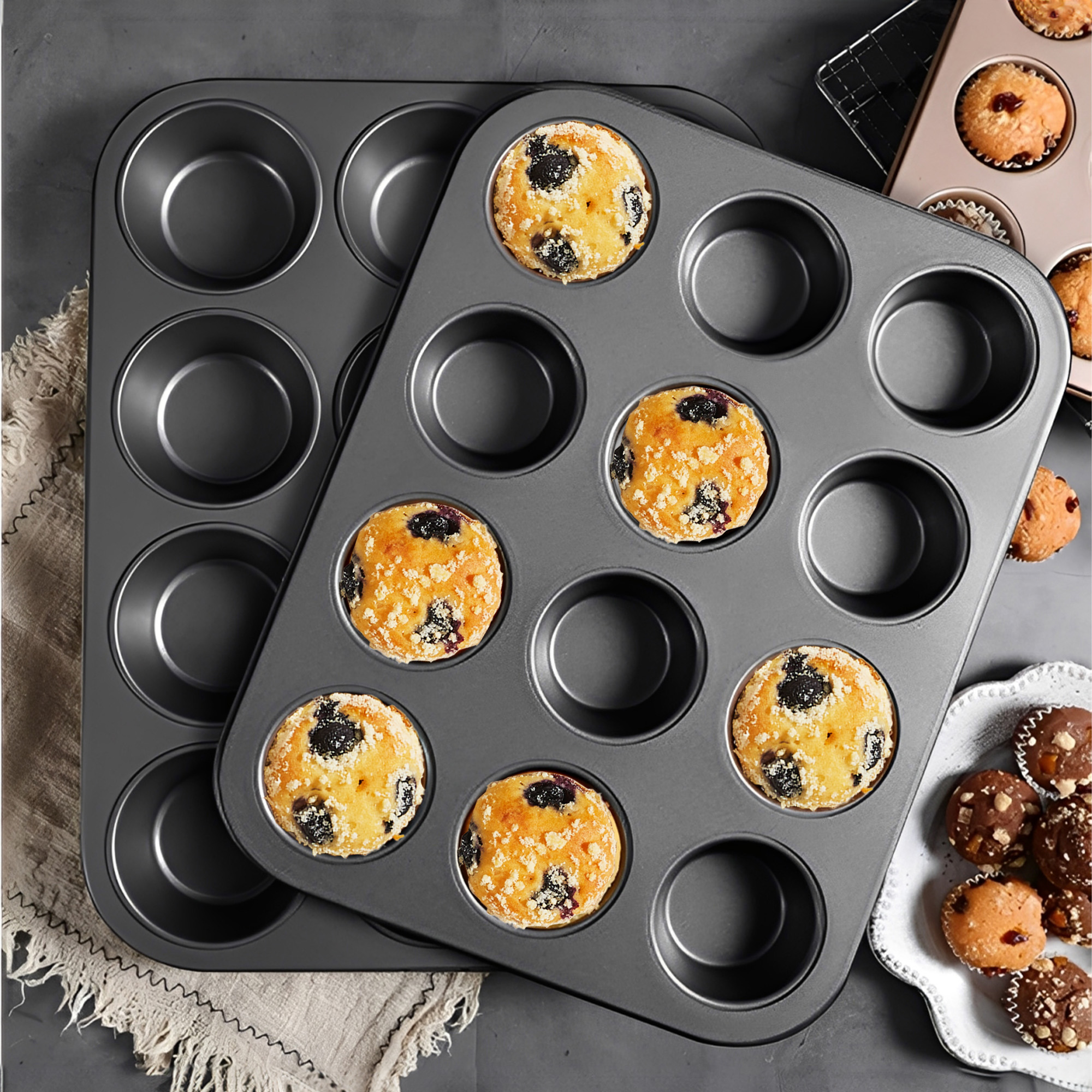 HONGBAKE Nonstick Muffin Pan, 12-Cup, 2-Pack photo 8