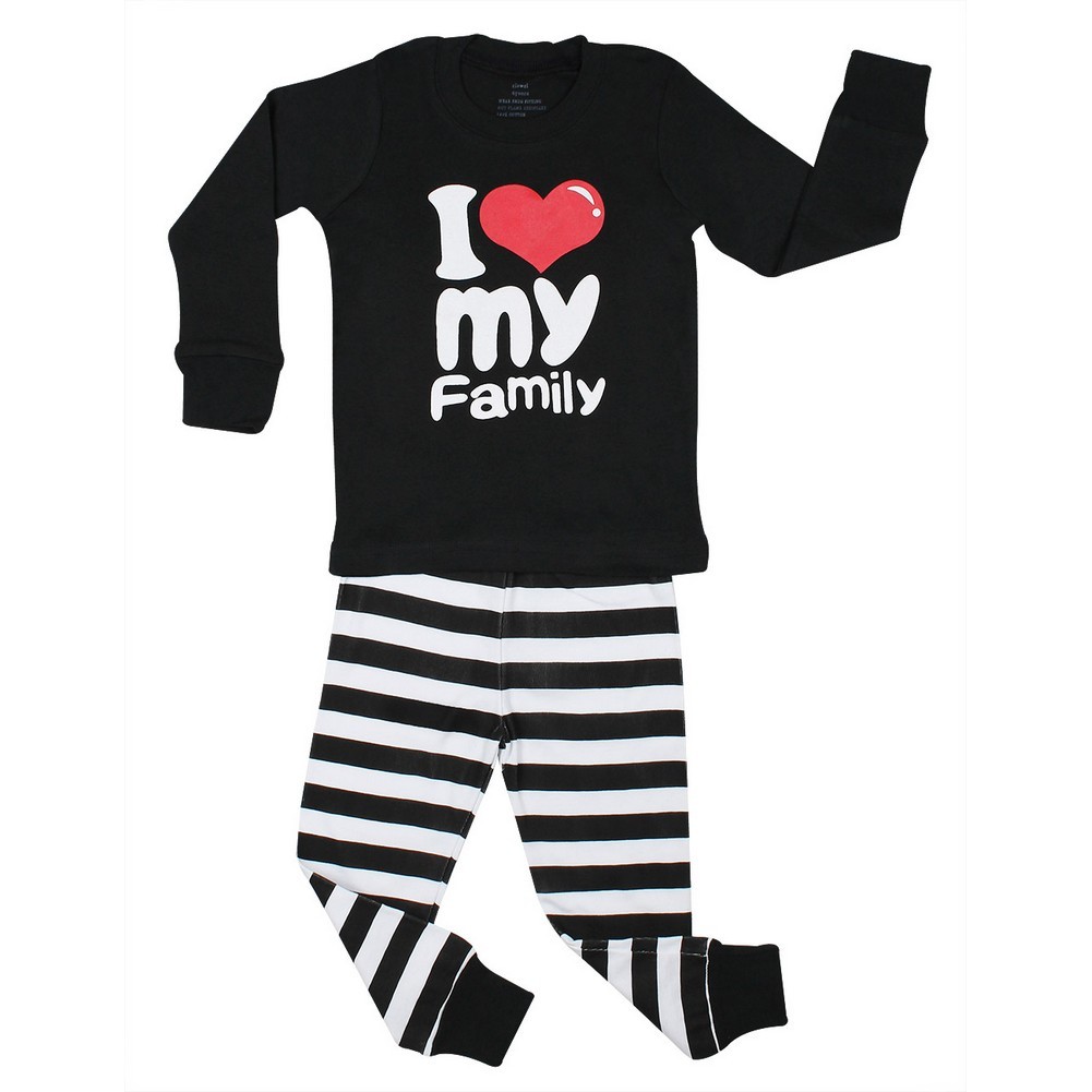 Elowel "I Love My Family" 2Piece Pajamas Set, 100 Cotton (Infant