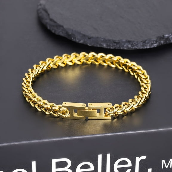 Brand New Summer Men's Hip-Hop Style Stainless Steel Cuban Chain Bracelet with Stylish Folding Clasp, Franco Bracelet