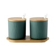 thumbnail image 1 of European Style Sugar Bowl With Lid, Ceramic Sugar Pot, Non-slip Coffee Accessories, Solid Color Sugar Pourer, Kitchen Storage-Green 2 Set-300ml, 1 of 9