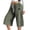 Army Green, variant on Corduroy Capri Pants for Women Summer Elastic Waist Drawstring Wide Straight Leg Casual Cropped Pants with Pockets
