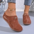 thumbnail image 2 of Rokment Orthopedic Arch Support Wedges Clogs Mules Dress Sandals for Women 2026 Summer Fashion Casual Comfortable Suede Closed Toe Orthotic Mid Heels Walking Dressy Slip on Slides Brown Size 8.5, 2 of 6