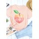 thumbnail image 3 of ABPHQTO Camiseta de manga corta con estampado gráfico de letras de melocotón rosa para mujer, 3 of 5