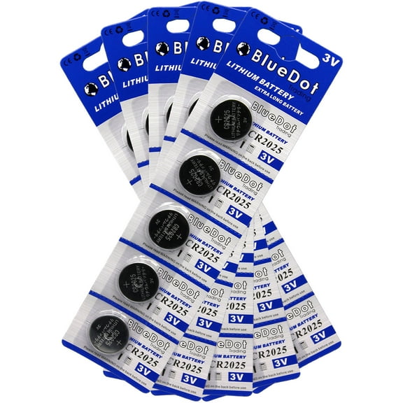 BlueDot Trading CR2025 (also known as CR5003LC) Lithium Manganese Dioxide (Li-MnO2) Button Coin Cell Batteries - 25 Pack