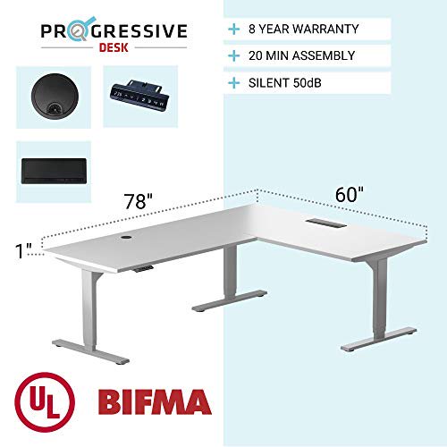 Progressive Desk Roasted Walnut, Grey Frame Electric Standing Desk