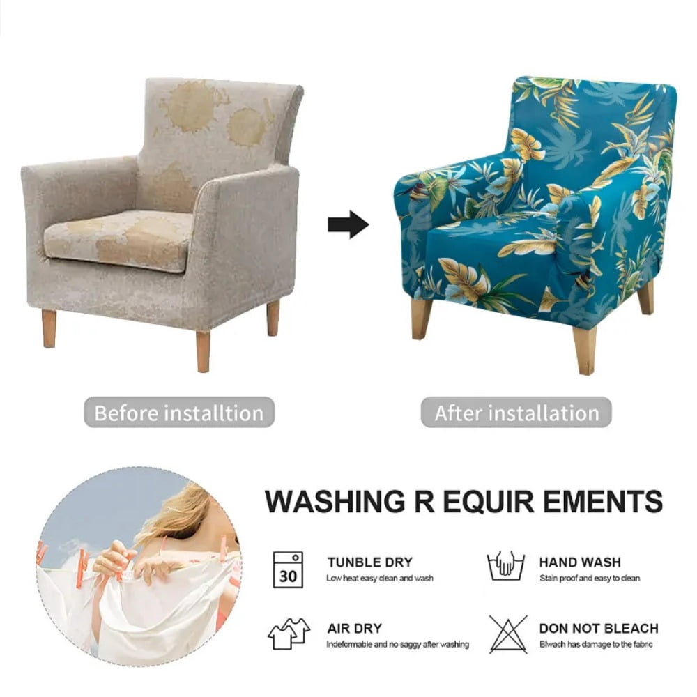 ATJIA Banquet Armchair Slipcover Printed Chair Covers with Arms Stretch Club Chair Slipcover Soft Armchair Sofa Covers for Living Room
