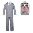 thumbnail image 2 of 7pc Baby Toddler Boy Formal Party Medium Gray Suit w/ Satin Vest & Bow tie Sm-20, 2 of 4