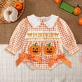 thumbnail image 2 of JFOPQVSM Girls Romper Halloween Pumpkin with Ruffle and Long Sleeves Holiday Bodysuit, 2 of 4
