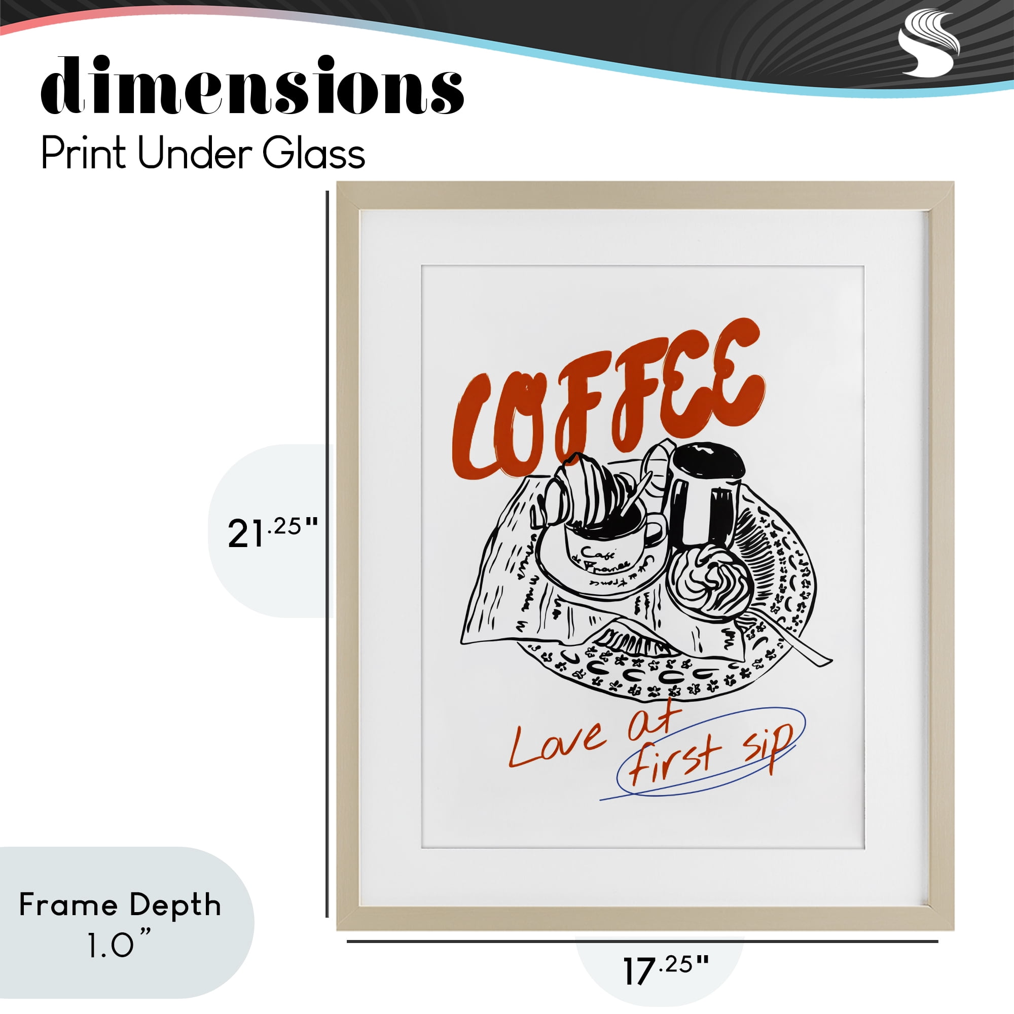 Stupell Industries Coffee Love At First Sip Birch Framed Print Under Glass, design by The Prints Vibe