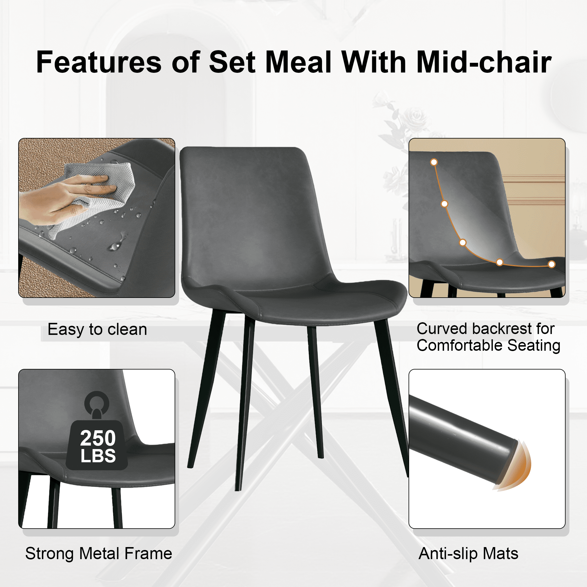 Montary 59-inch Modern Rectangle Expandable Dining Table with Retractable Leaf, Sintered Stone Top & Black Carbon Steel X-Base, Dining Table Set with 8 Gray PU Chairs for Apartments, Kitchen