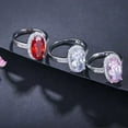 thumbnail image 5 of Red CZ Stone Finger Ring Silver Plated Cubic Zircon Women Fashion Brand Jewelry, 5 of 9