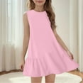 thumbnail image 5 of Delliss Girls' Solid Color Sleeveless Dress With Pockets Summer Casual Round Neck Dress Pink 11 Years, 5 of 9