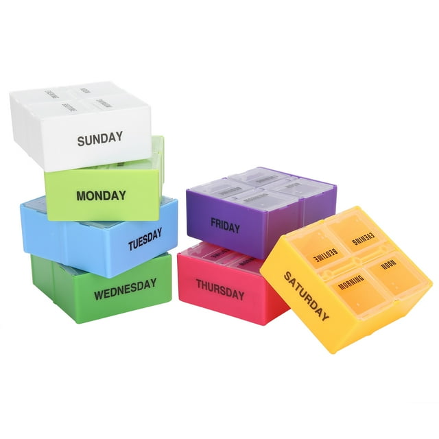 Portable Medicine Box, Vitamin Container, Portable 28 Grids Safe And Non- For The Elderly Children