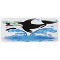 thumbnail image 1 of Funny Kitchen Mat, Summer Holiday Ocean Jumping Killer Whale with Sunglasses Cartoon Animal Love, Plush Decorative Kitchen Mat with Non Slip Backing, 47" X 19", Black Blue, by Ambesonne, 1 of 1