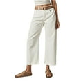 thumbnail image 2 of Lodgix 2025 Women Mid Waist Crop Straight Leg Jeans Solid Stitch Detail Casual Fashion Trendy Denim Pants Without Belt White L, 2 of 5