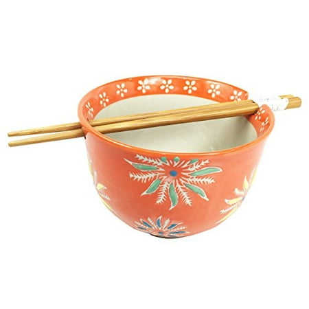 

Japanese Design Orange Flower Blossoms Ceramic Ramen Udong Noodle Soup Bowl and Chopsticks Set Great Gift For College Students Housewarming Ramen Lovers Asian Living Home Decor