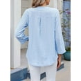 thumbnail image 5 of Womens V Neck Casual Hollow Out Eyelet Embroidered Blouses Shirts Beach Cover Up Tops Dressy  Blue M, 5 of 8