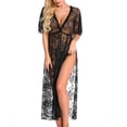 thumbnail image 5 of Penkiiy Lingerie for Women Sexy Long Lace Dress Sheer Gown See Through Kimono Robe XL Black, 5 of 6