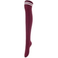 thumbnail image 2 of Big Girls' Women's 4 Pairs Over Knee High Thigh High Cotton Socks Leg Warmers J1023 Size L/XL(Wine) 4p1c7, 2 of 6