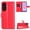 Red, variant on Wallet Case for Samsung Galaxy A37 5G with Card Holder, PU Leather Flip Phone Case with Kickstand Magnetic Closure Wrist Strap Red