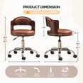 thumbnail image 3 of Ktaxon Office Computer Desk Chair with Rolling Wheels, Vanity Stool with Faux Leather Seat, Adjustable Task Chair for Study Make-up Dressing Brown, 3 of 8
