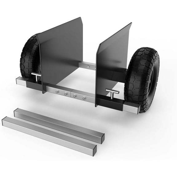 Moving Adjustable Dolly, 2 × 10" Heavy Duty Solid Rubber Tires Wheels 1000LBS Load Capacity for Panel/Slab/Plywood/Door/Granite/Drywall Material Handling and More - Black